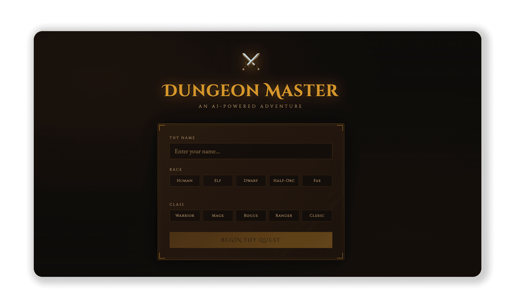 Dungeon Master interface