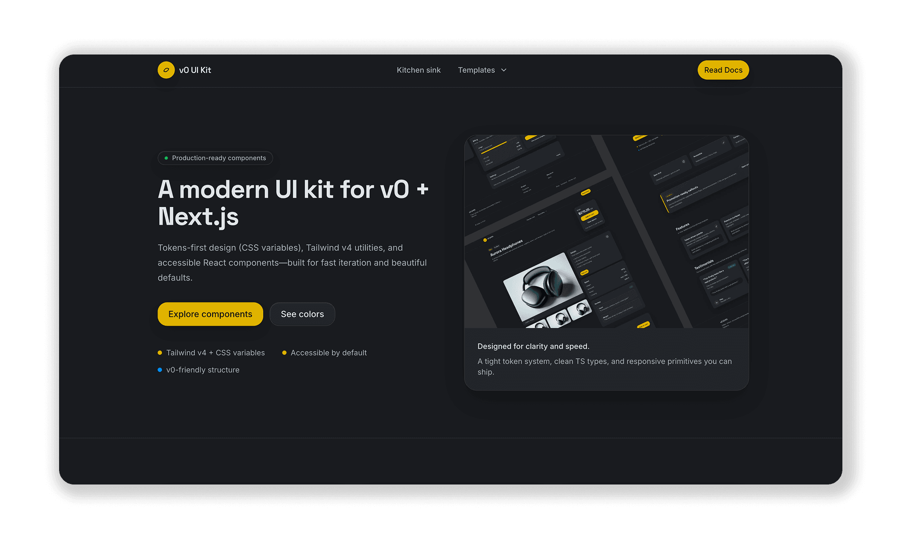 V0 UI Kit interface